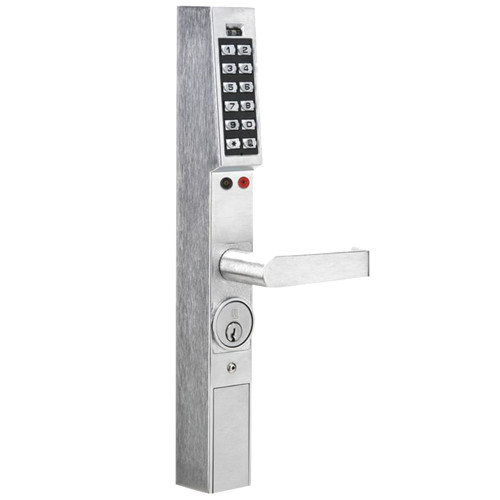 Alarm Lock DL1300/26D1 Pushbutton Aluminum Door Trim 2000 Users 40000 Event Audit Trail Straight Lever Satin Chrome DL1300/26D1