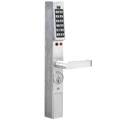 Alarm Lock DL1300ET/26D Pushbutton Exit Trim 2000 Users 40000 Event Audit Trail Straight Lever Tailpiece not Included TP-1691/1693/1694 Required Satin Chrome Finish