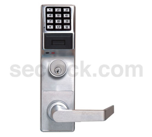 Alarm Lock ETPDLS1G/26DC50 Pushbutton Exit Trim with Prox Reader 2000 Users 40000 Event Audit Trail Weatherproof Straight Lever for Corbin Russwin ED5000 Satin Chrome