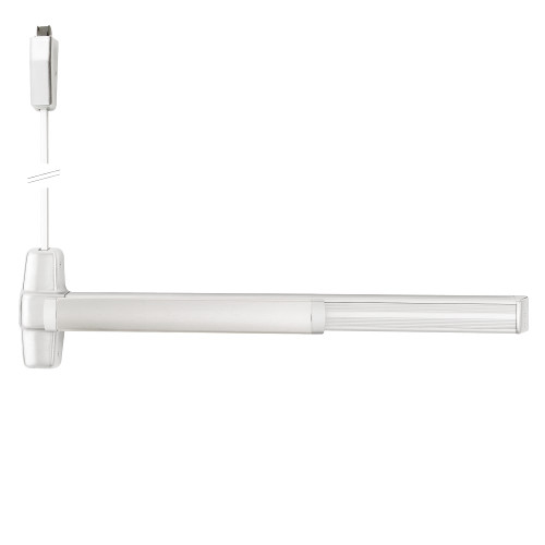 Von Duprin RX9927EO-F 4 US26 LBR Grade 1 Surface Vertical Rod Exit Bar Wide Stile Pushpad 48 Fire-rated Device 84 Door Height Exit Only Less trim Less Bottom Rod Request to Exit Switch Less Dogging Bright Chrome Finish Field Reversible RX9927EO-F 4 US26 LBR