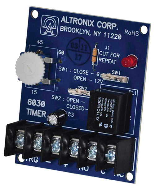 Altronix 6030 Multi-Function Timer Bell Cut Off/Delay Timer 6VDC/12VDC Operation Relay Activates at the End of the Timing Cycle Snap Track Compatible 6030