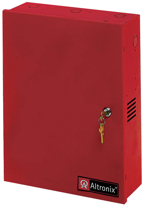 Altronix AL1024ULMR Power Supply With Fire Alarm Disconnect Input 115VAC 60Hz at 42A 5 PTC Outputs 24VDC at 10A Red Enclosure