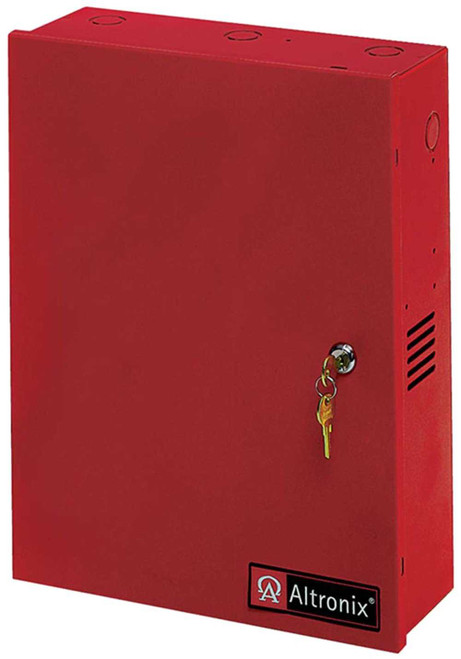 Altronix AL1024ULMR Power Supply With Fire Alarm Disconnect Input 115VAC 60Hz at 42A 5 PTC Outputs 24VDC at 10A Red Enclosure AL1024ULMR