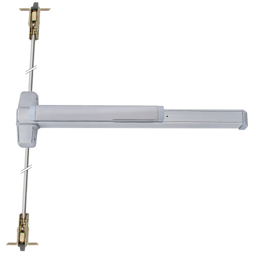 Von Duprin 9947K-NL 3 US28 Grade 1 Concealed Vertical Rod Exit Bar Wide Stile Pushpad 36 Device 80 to 100 Door Height Nightlatch Function Knob with Escutcheon Hex Key Dogging Satin Aluminum Clear Anodized Finish Field Reversible