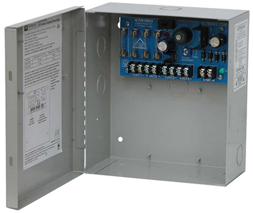 Altronix ALTV615DC4UL CCTV Power Supply Input 24VAC/40VA or 24VAC/50VA 4 Class 2 Fuse Protected Power Limited Outputs Grey Enclosure ALTV615DC4UL