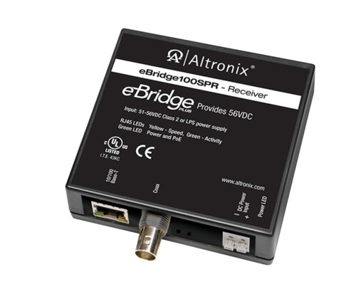 Altronix FireSwitch108 EoC Single Port Receiver 100Mbps Generates PoE/PoE+/Hi-PoE 60W 51-56VDC Used w/eBridge200WPM or eBridge4SPT