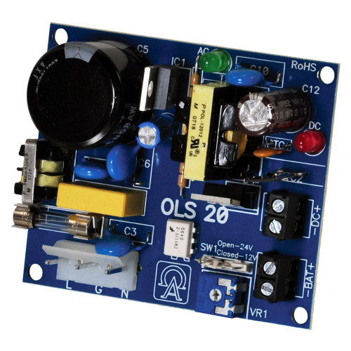 Altronix OLS20 Offline Switching Power Supply Board 115VAC 50/60Hz at 095A or 230VAC 50/60Hz at 06A Outputs DC1 - 12/24VDC at 3A and DC2 - 12VDC at 1A