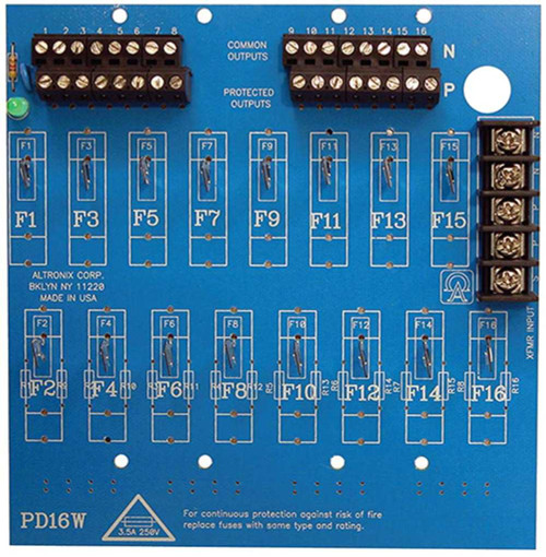 Altronix PD16WCB Power Distribution Module 12/24VDC Up to 10A Input 16 PTC Outputs Up to 28VAC/DC PD16WCB