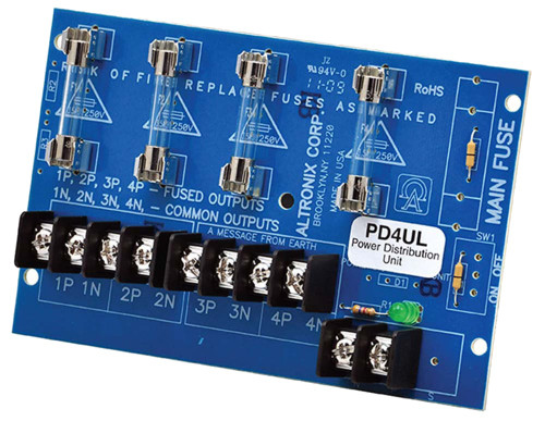 Altronix PD4UL UL Listed Power Distribution Module 12/24VDC Up to 10A Input 4 Fused Outputs Up to 28VAC/DC