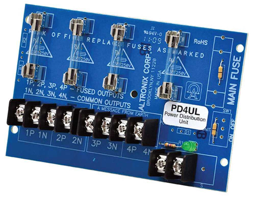Altronix PD4UL UL Listed Power Distribution Module 12/24VDC Up to 10A Input 4 Fused Outputs Up to 28VAC/DC PD4UL