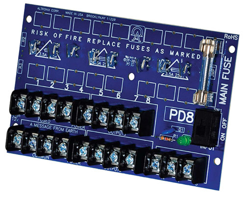 Altronix PD8CB Power Distribution Module 12/24VDC Up to 10A Input 8 PTC Outputs Up to 28VAC/DC