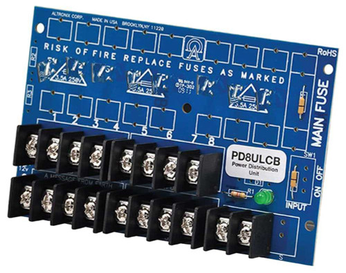 Altronix PD8ULCB UL Listed Power Distribution Module 12/24VDC Up to 10A Input 8 PTC Outputs Up to 28VAC/DC PD8ULCB