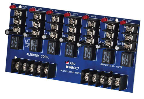 Altronix RB7 Ultra Sensitive Multiple Relay Module 12/24VDC Operation at 120mA Draw 7 Isolated form C 1A/120VAC or 28VDC Contacts RB7