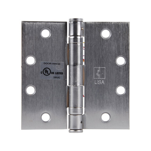 Hager BB1279 4-1/2X4-1/2 26D ETW4 Full Mortise Ball Bearing Hinge Standard Weight 4-1/2 by 4-1/2 Steel 5 Knuckle 4-Wires Satin Chrome Finish