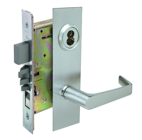 Arrow BM11 XH 26D IC7 Apartment Front Door Mortise Lock X Lever H Escutcheon SFIC Prep Less Core Satin Chrome 