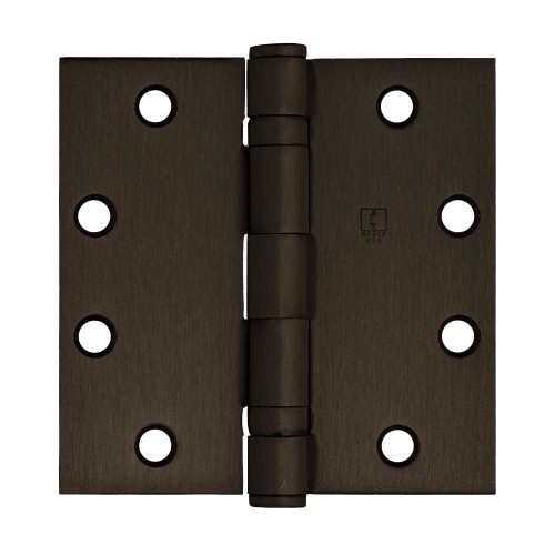 Hager BB1279N 4-1/2X4-1/2 US10B Full Mortise Ball Bearing Hinge Standard Weight 4-1/2 by 4-1/2 Steel 5 Knuckle Non-Removable Pin Oxidized Satin Bronze Over Copper Plated Oil Rubbed Finish BB1279N 4-1/2X4-1/2 US10B
