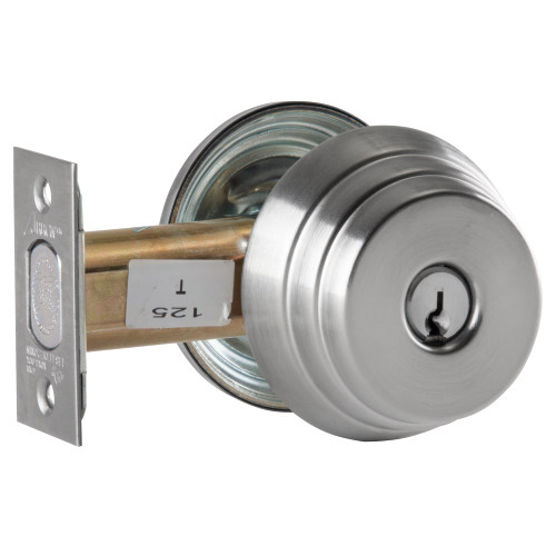 Arrow E61 26D V01 Grade 2 Single Cylinder Deadlock Red/Green Unlocked/Locked Indicator Inside Conventional Cylinder Satin Chrome Finish Field Reversible