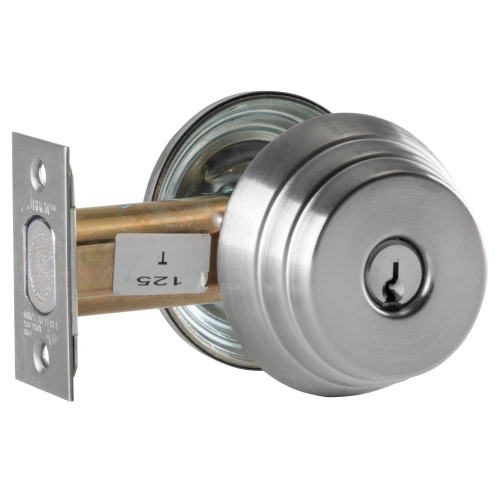 Arrow E61 26D V01 Grade 2 Single Cylinder Deadlock Red/Green Unlocked/Locked Indicator Inside Conventional Cylinder Satin Chrome Finish Field Reversible E61 26D V01