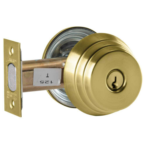 Arrow E61 4 CS Grade 2 Single Cylinder Deadlock Conventional Cylinder Satin Brass Finish Schlage C Keyway Field Reversible E61 4 CS