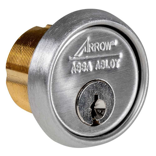 Arrow MC61-AM2 32D Mortise Cylinder 1-1/8 Clover Cam A Keyway Satin Stainless Steel MC61-AM2 32D
