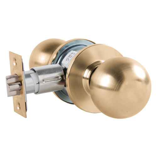 Arrow MK01-BD-04 Grade 2 Passage Cylindrical Lock Ball Knob Non-Keyed Satin Brass Finish Non-handed