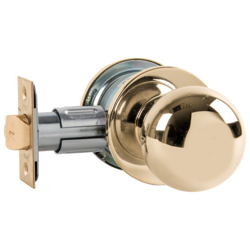 Arrow MK03-BD-03 Grade 2 Backplate Passage Cylindrical Lock Ball Knob Non-Keyed Bright Brass Finish Non-handed