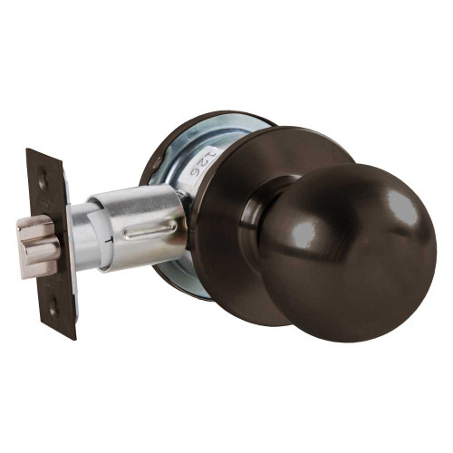 Arrow MK03-BD-10B Grade 2 Backplate Passage Cylindrical Lock Ball Knob Non-Keyed Oil-Rubbed Bronze Finish Non-handed MK03-BD-10B