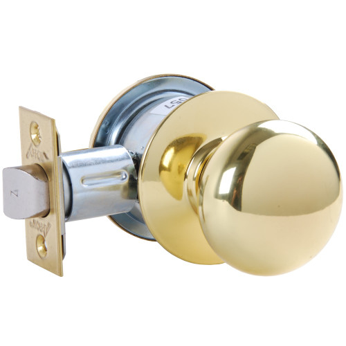 Arrow MK03-TA-03 Grade 2 Backplate Passage Cylindrical Lock Tudor Knob Non-Keyed Bright Brass Finish Non-handed