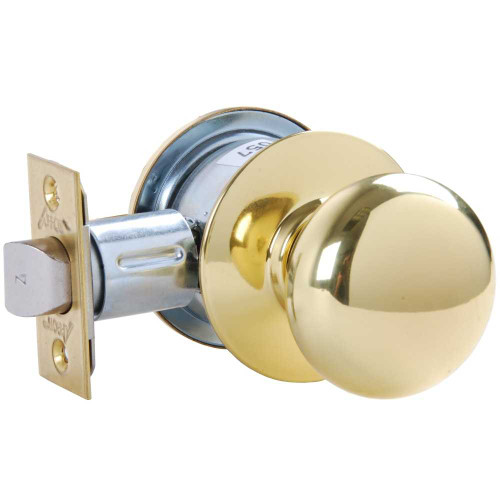 Arrow MK03-TA-03 Grade 2 Backplate Passage Cylindrical Lock Tudor Knob Non-Keyed Bright Brass Finish Non-handed MK03-TA-03