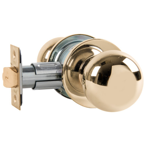 Arrow MK04-BD-03 Grade 2 Patio Cylindrical Lock Ball Knob Non-Keyed Bright Brass Finish Non-handed