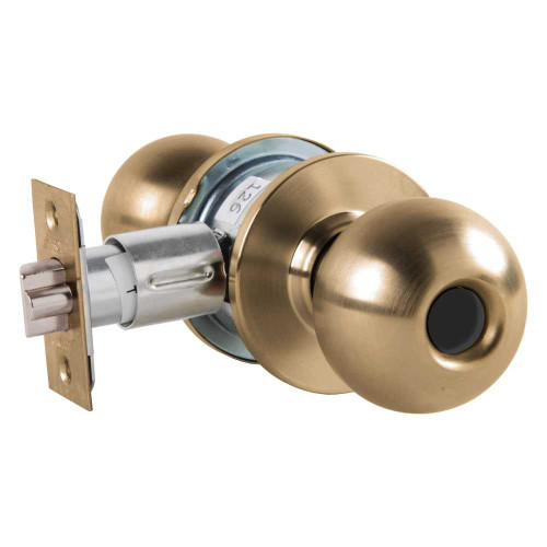 Arrow MK11-BD-05A-LC Grade 2 Turn-Pushbutton Entrance Cylindrical Lock Ball Knob Conventional Less Cylinder Antique Brass Finish Non-handed MK11-BD-05A-LC