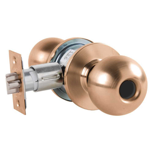 Arrow MK11-BD-10-LC Grade 2 Turn-Pushbutton Entrance Cylindrical Lock Ball Knob Conventional Less Cylinder Satin Bronze Finish Non-handed MK11-BD-10-LC
