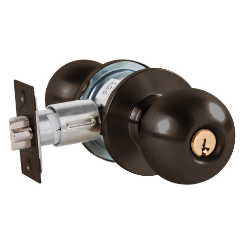 Arrow MK11-BD-10B Grade 2 Turn-Pushbutton Entrance Cylindrical Lock Ball Knob Conventional Cylinder Oil-Rubbed Bronze Finish Non-handed