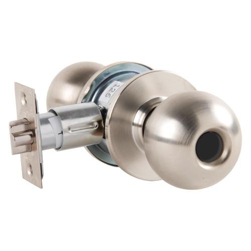 Arrow MK11-BD-15-LC Grade 2 Turn-Pushbutton Entrance Cylindrical Lock Ball Knob Conventional Less Cylinder Satin Nickel Finish Non-handed
