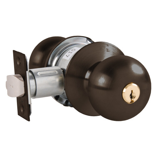 Arrow MK11-TA-10B Grade 2 Turn-Pushbutton Entrance Cylindrical Lock Tudor Knob Conventional Cylinder Oil-Rubbed Bronze Finish Non-handed