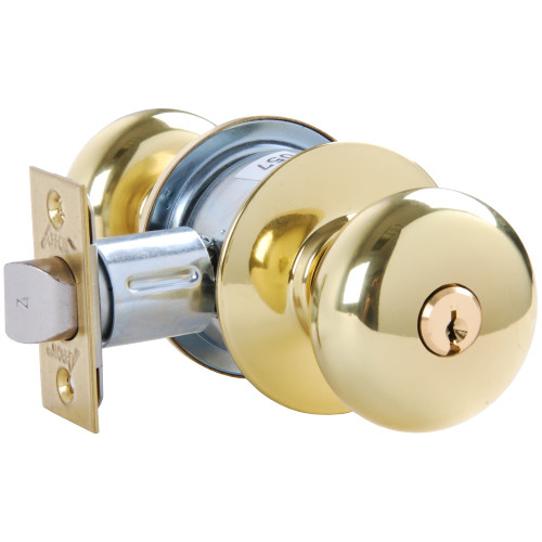Arrow MK31-TA-03-CS Grade 2 Double Cylinder Communicating Cylindrical Lock Tudor Knob Conventional Cylinder Schlage C Keyway Bright Brass Finish Non-handed