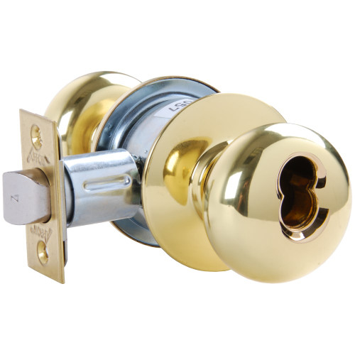 Arrow MK33-TA-03-IC Grade 2 Asylum Cylindrical Lock Tudor Knob SFIC Less Core Bright Brass Finish Non-handed