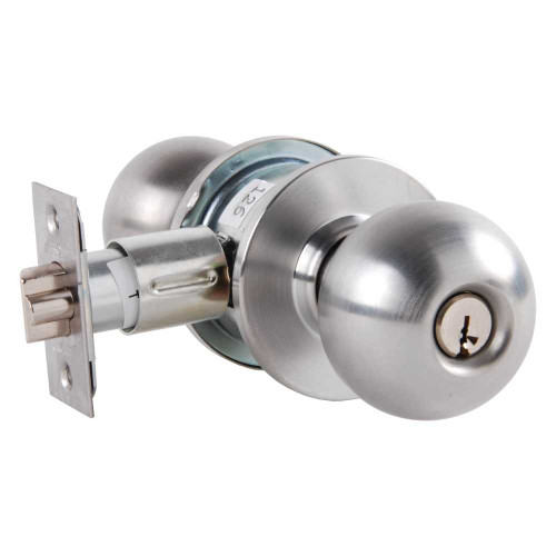 Arrow MK34-BD-26D Grade 2 Double Cylinder Entrance Cylindrical Lock Ball Knob Conventional Cylinder Satin Chrome Finish Non-handed MK34-BD-26D