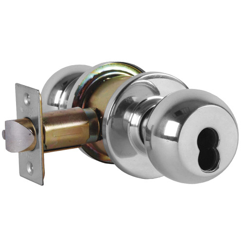 Arrow RK12-BD-32-IC Grade 2 Storeroom Cylindrical Lock Ball Knob SFIC Less Core Bright Stainless Steel Finish Non-handed