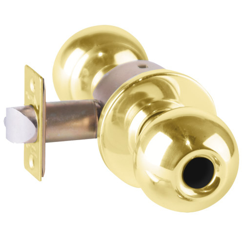 Arrow RK17-BD-03-LC Grade 2 Classroom Cylindrical Lock Ball Knob Conventional Less Cylinder Bright Brass Finish Non-handed
