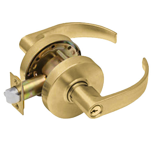 Arrow RL11-BRR-04 Grade 2 Turn-Pushbutton Entrance Cylindrical Lock Broadway Lever Conventional Cylinder Satin Brass Finish Non-handed