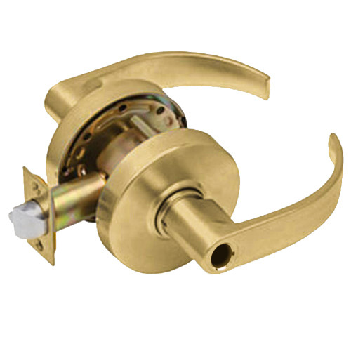 Arrow RL11-BRR-04-LC Grade 2 Turn-Pushbutton Entrance Cylindrical Lock Broadway Lever Conventional Less Cylinder Satin Brass Finish Non-handed