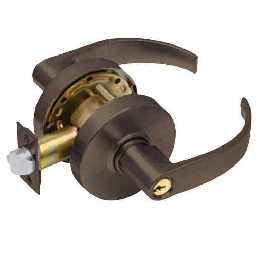 Arrow RL11-BRR-10B-CS Grade 2 Turn-Pushbutton Entrance Cylindrical Lock Broadway Lever Conventional Cylinder Schlage C Keyway Oil-Rubbed Bronze Finish Non-handed