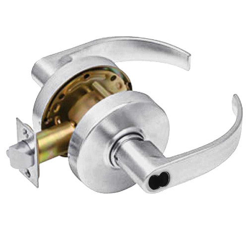 Arrow RL11-BRR-26-IC Grade 2 Turn-Pushbutton Entrance Cylindrical Lock Broadway Lever SFIC Less Core Bright Chrome Finish Non-handed RL11-BRR-26-IC
