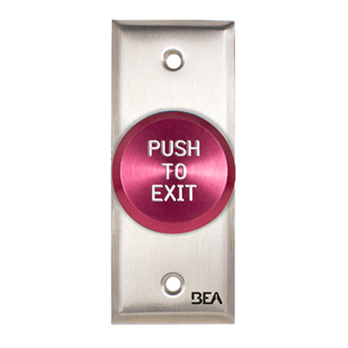 BEA 10ACPBDA3 Pneumatic Push Button Jamb plate standard 1 5/8 Red button Push to Exit text 25 AMP 12 to 24 V AC/DC