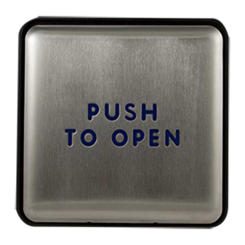 BEA 10EMS475 475 Square Push Plate Slim Profile Blue Push to Open Text 10EMS475