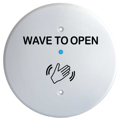 BEA 10MS31R-W Microwave Touchless Actuator Round Plate Text & Hand Logo Adjustable 4 to 24 In 12-24 VAC/DC White 10MS31R-W