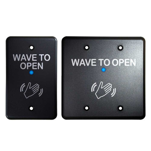 BEA 10MS31U-B Microwave Touchless Actuator Single & Double Gang Plate Text & Hand Logo Adjustable 4 to 24 In 12-24 VAC/DC Black 10MS31U-B