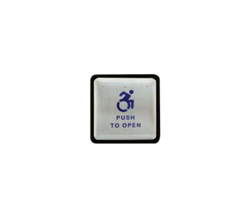 BEA 10PBS1AL 475 Square Stainless Steel Push Plate Blue Push to Open Text and Alternate Handicap Logo 10PBS1AL