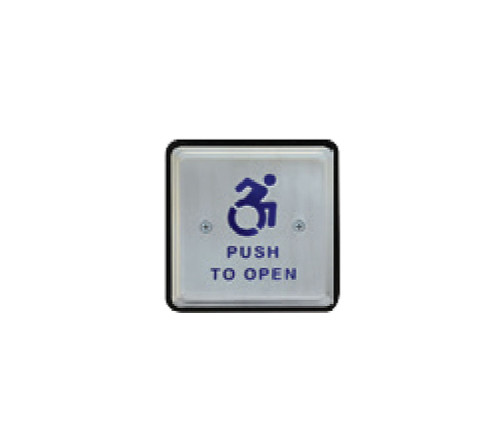 BEA 10PBS451AL 45 Square Stainless Steel Push Plate Blue Push to Open Text and Alternate Handicap Logo